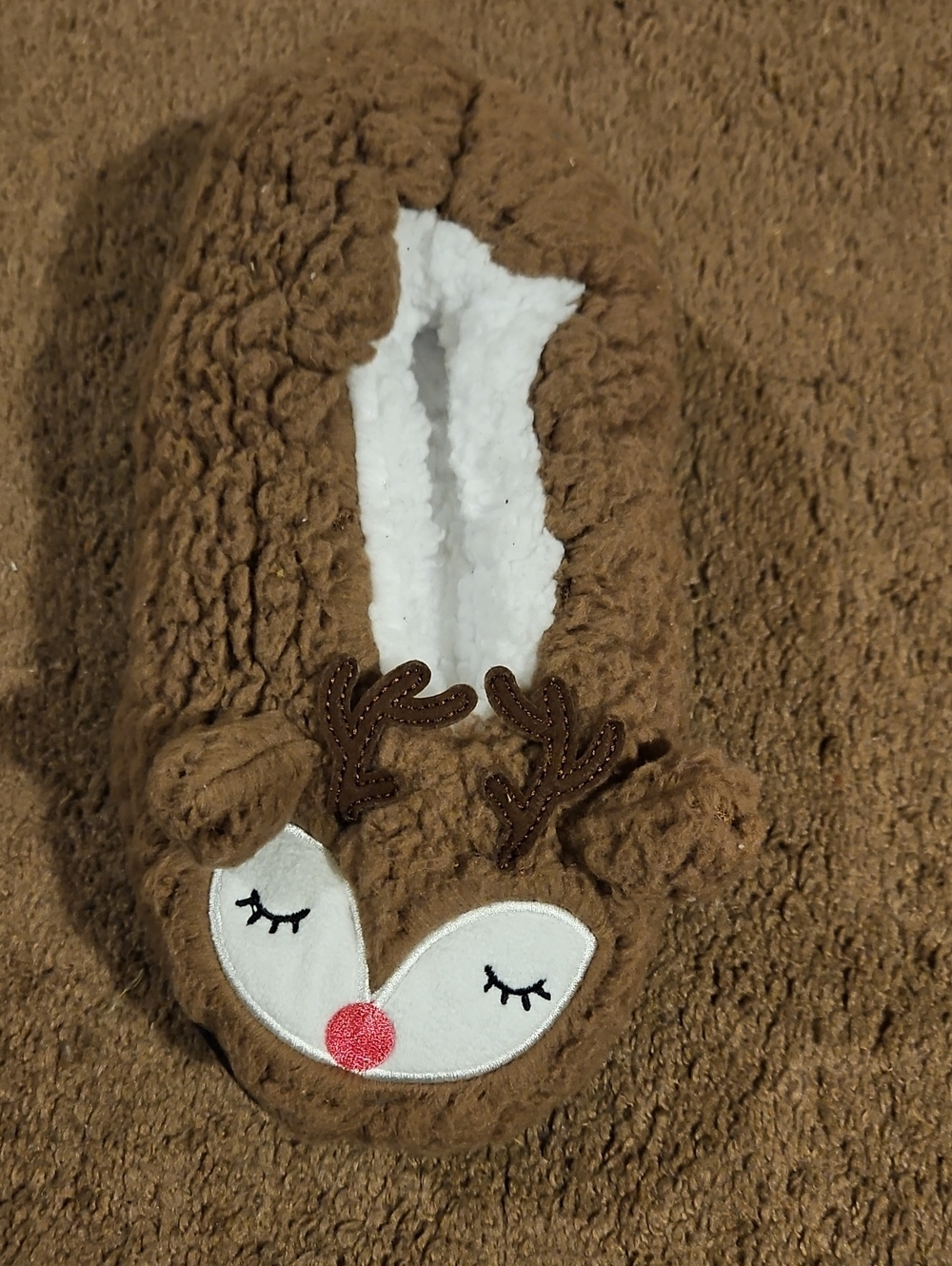 Cozy Brown Reindeer Slipper